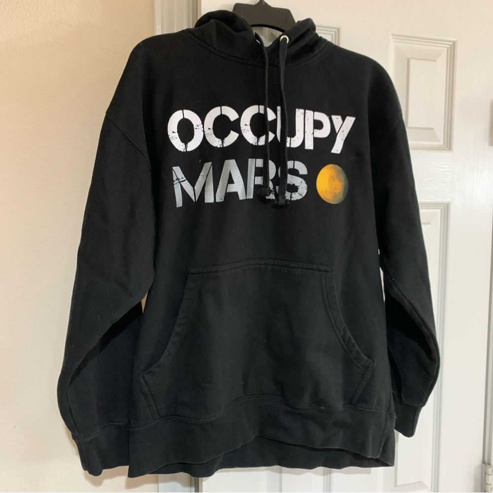 SpaceX Official Hoodie Occupy Mars Mens Size Large Black Hooded Sweatshirt